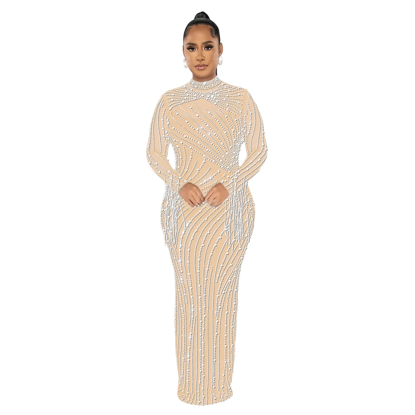 Sparkly Rhinestone Transparent Long party dress