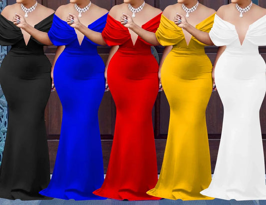 Women Sleeveless Bodycon V-neck Off The Shoulder Elegant Party Dresses