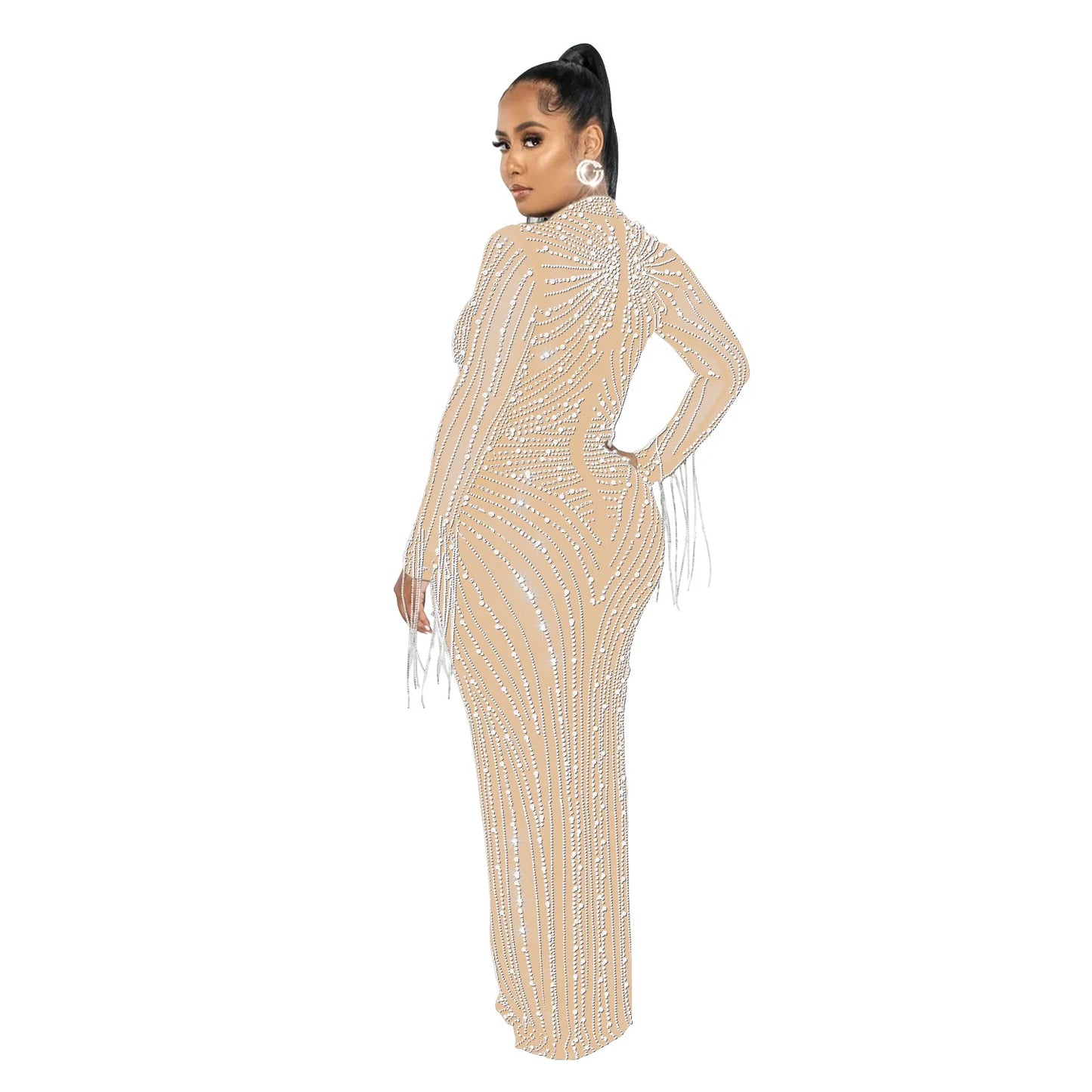 Sparkly Rhinestone Transparent Long party dress
