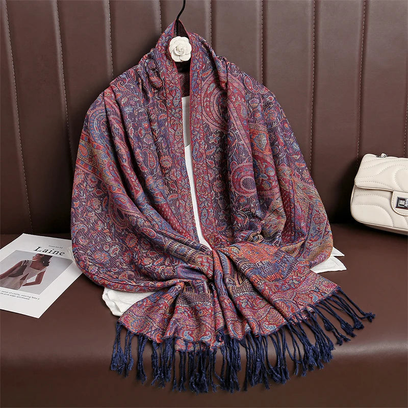 Women’s Paisley Cashmere-Feel Pashmina Shawl 