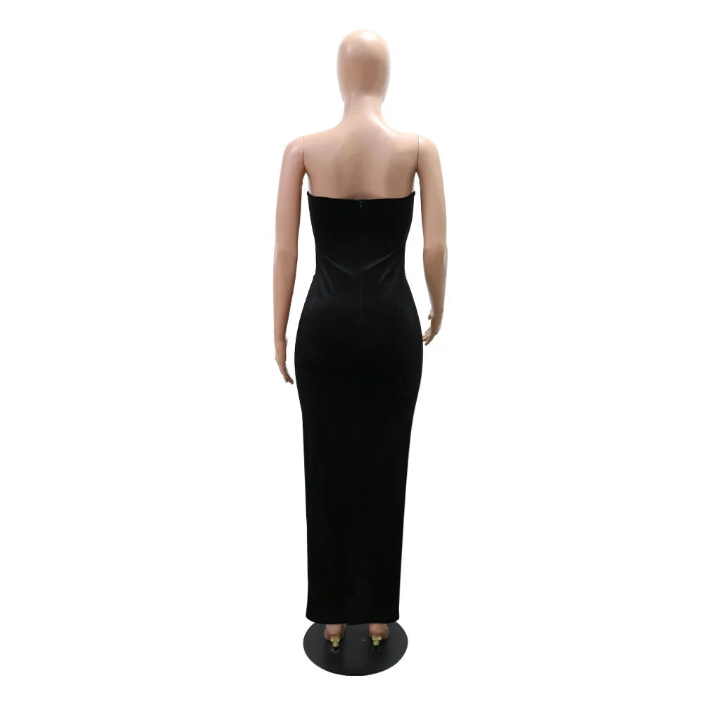 Elegant Dress Women For Wedding Party Dresses Sexy Split Evening Dress Rhinestone Cocktail Birthday Holiday Prom Dresses XSY031