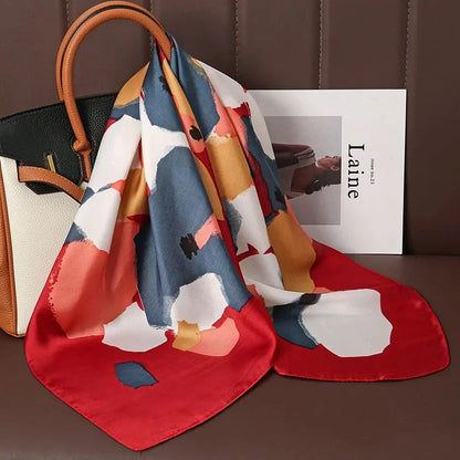 Luxury Print Satin Silk Square Scarf for Women Shawl Hijab Neckerchief Female Hair Ribbon Headband Fashion Wrap Bandana 2023 New l F.A Mirage