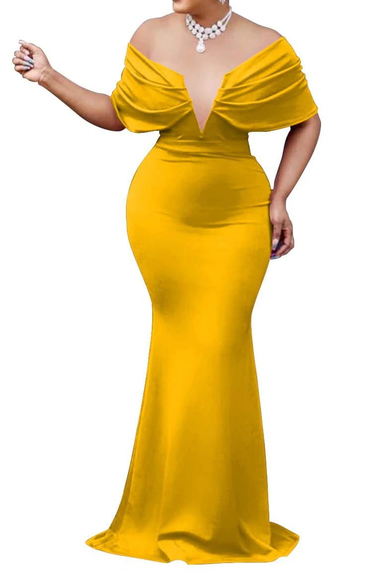 Women Sleeveless Bodycon V-neck Off The Shoulder Elegant Party Dresses