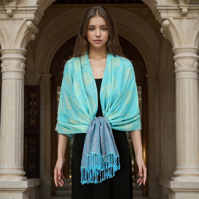 2025 Luxury Thick Cashmere Scarf for Women – Printed Pashmina Wrap, Travel Poncho & Warm Winter Shawl