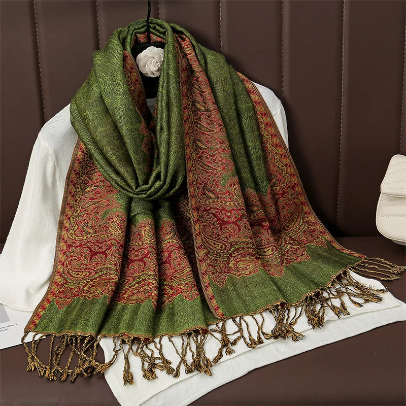 Luxury Brand Autumn Cashmere Pashmina Shawl – Warm Winter Printed Wrap & Cotton Scarf 2025