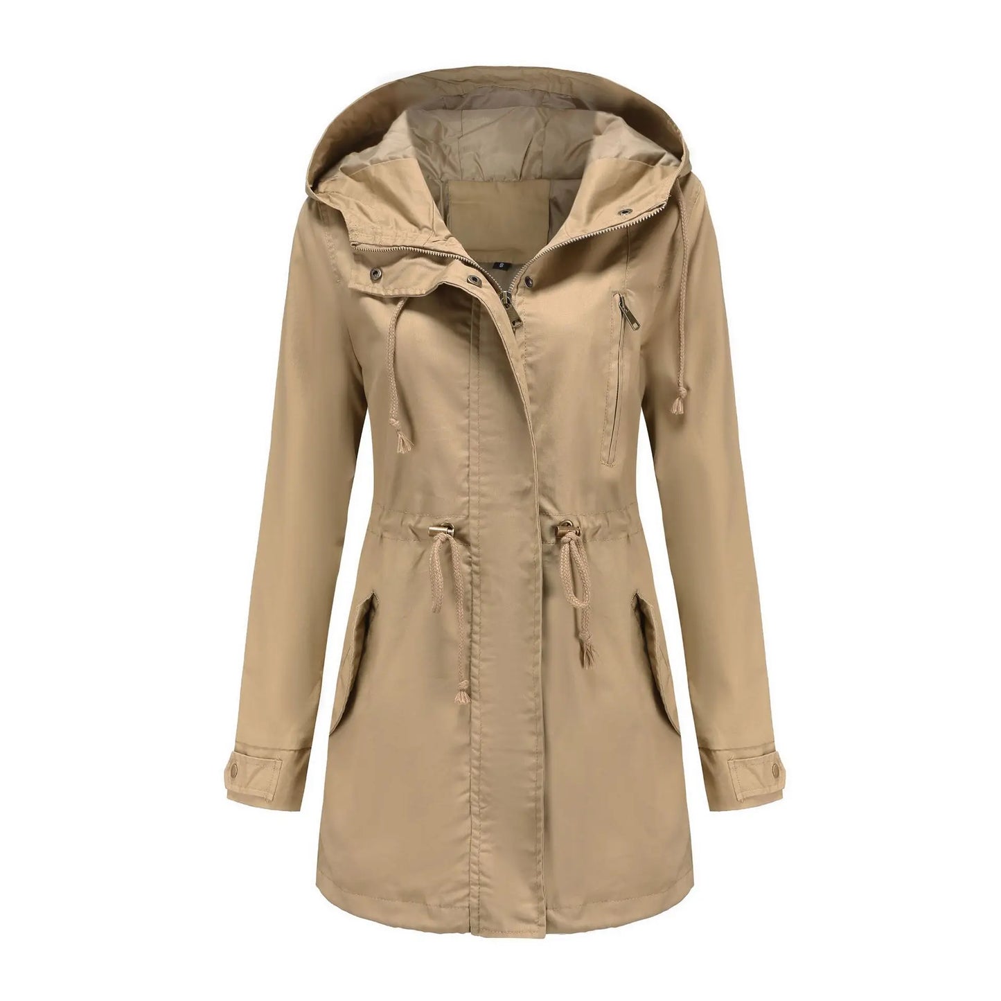 Burgundy Women Hooded Jacket, Green Long Sleeves Windproof Jackets