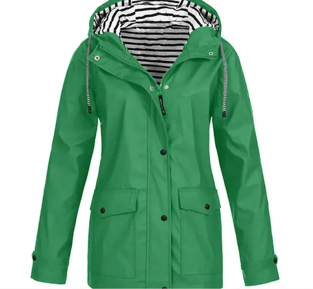 2025 Women’s Hooded Trench Coat – Casual Long Sleeve Windbreaker