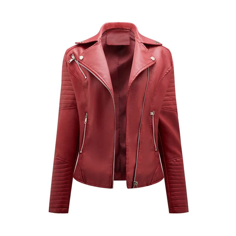 2025 Women’s Faux Leather Biker Jacket – Casual PU Zip-Up Coat S–XXXL