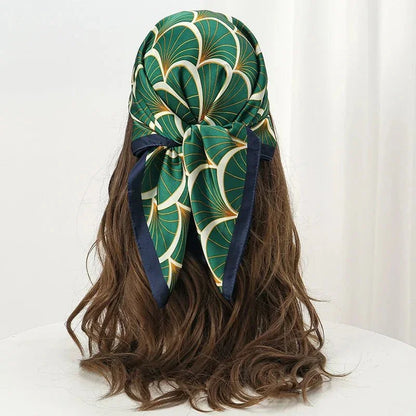 Luxury Print Satin Silk Square Scarf for Women Shawl Hijab Neckerchief Female Hair Ribbon Headband Fashion Wrap Bandana 2023 New l F.A Mirage