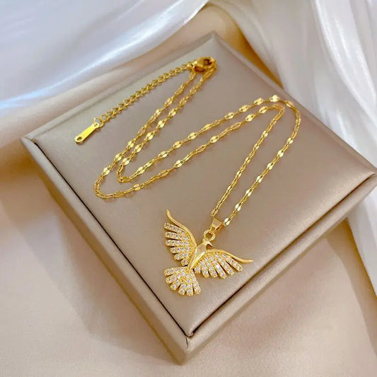 New Sparkly 18K Gold Plated Vintage Phoenix Pendant Necklace – Retro Style Stainless Steel Chain for Women