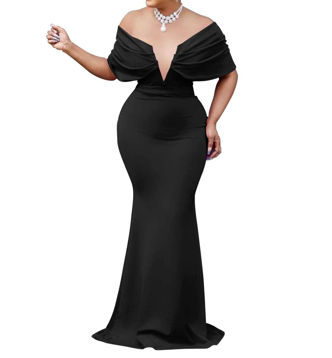 Women Sleeveless Bodycon V-neck Off The Shoulder Elegant Party Dresses