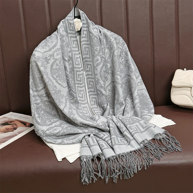 2025 Luxury Thick Cashmere Scarf for Women – Printed Pashmina Wrap, Travel Poncho & Warm Winter Shawl