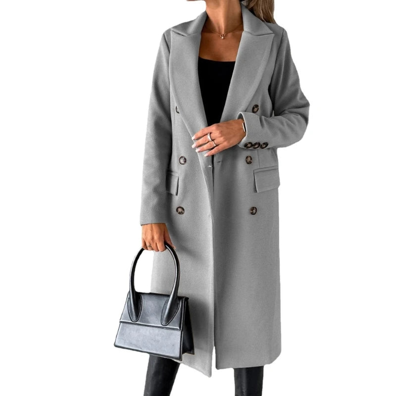 Women’s Wool Blend Double-Breasted Overcoat