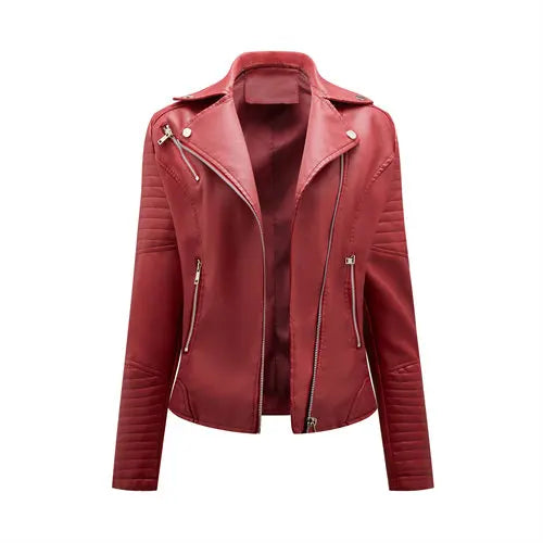 2025 Women’s Faux Leather Biker Jacket – Casual PU Zip-Up Coat S–XXXL