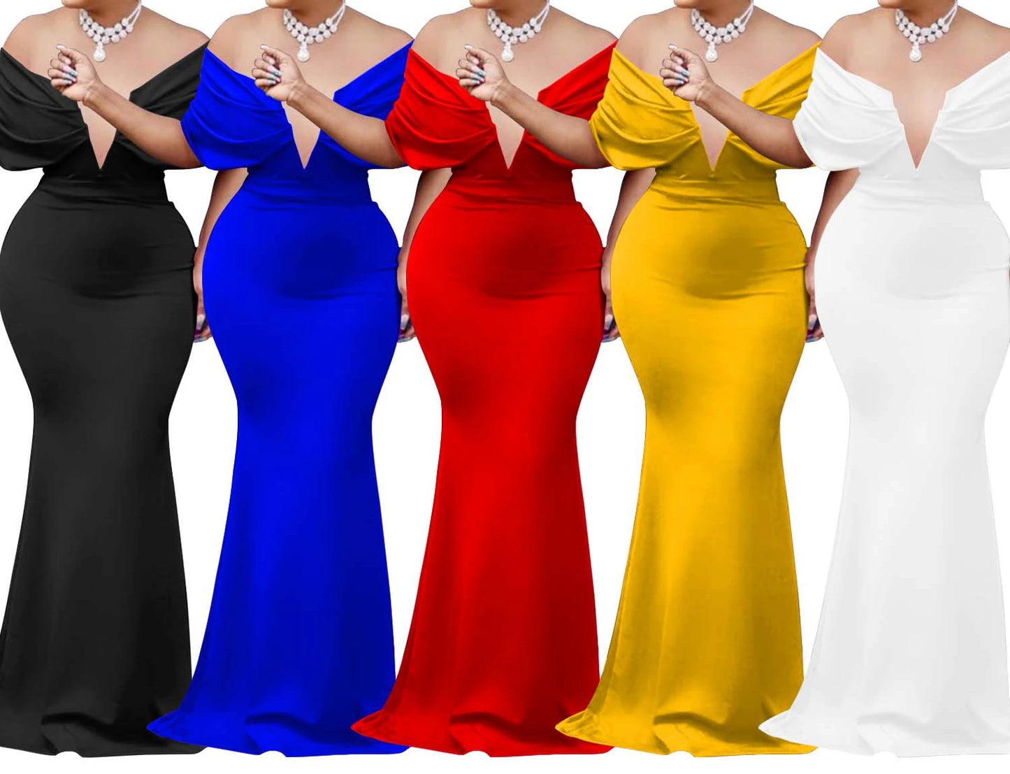Women Sleeveless Bodycon V-neck Off The Shoulder Elegant Party Dresses