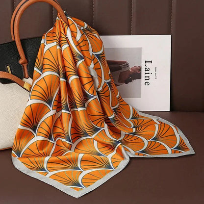 Luxury Print Satin Silk Square Scarf for Women Shawl Hijab Neckerchief Female Hair Ribbon Headband Fashion Wrap Bandana 2023 New l F.A Mirage