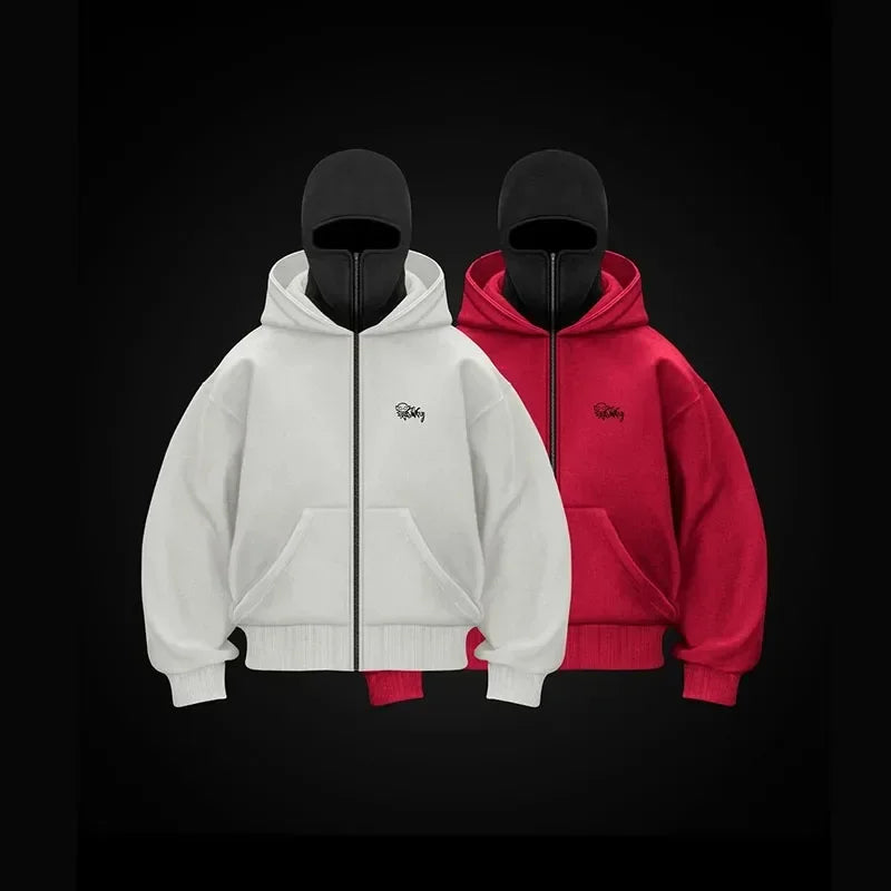 Y2K Vintage Oversized Zip-Up Hoodie – Gothic Streetwear for Men & Women