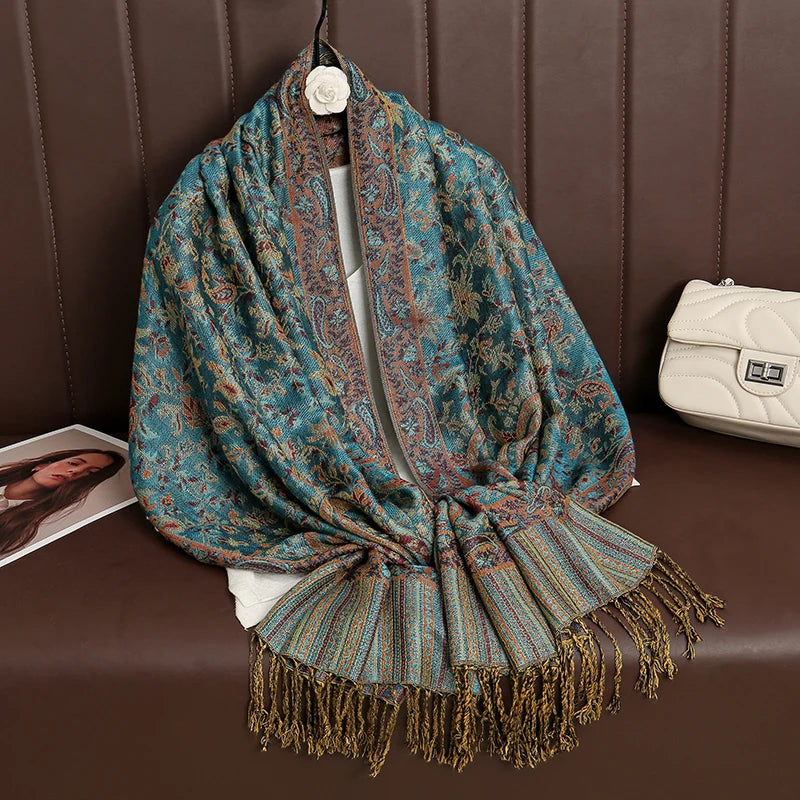 Tassel Blanket Design Thick Pashmina – New Winter Warm Shawl Wrap & Cashmere Scarf for Women 2025