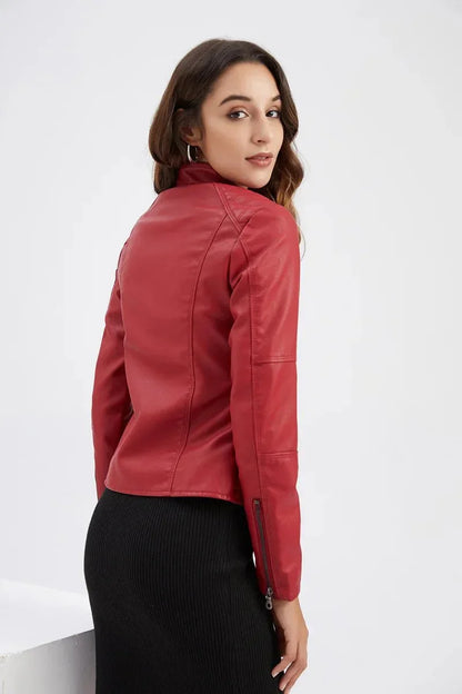 Faux Leather Moto Jacket Women