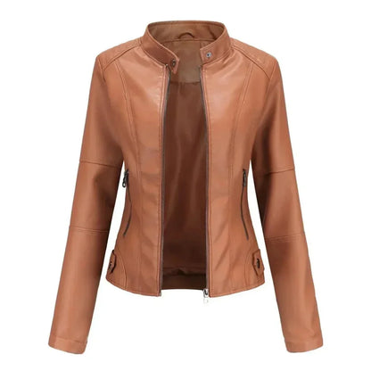 Faux Leather Moto Jacket Women