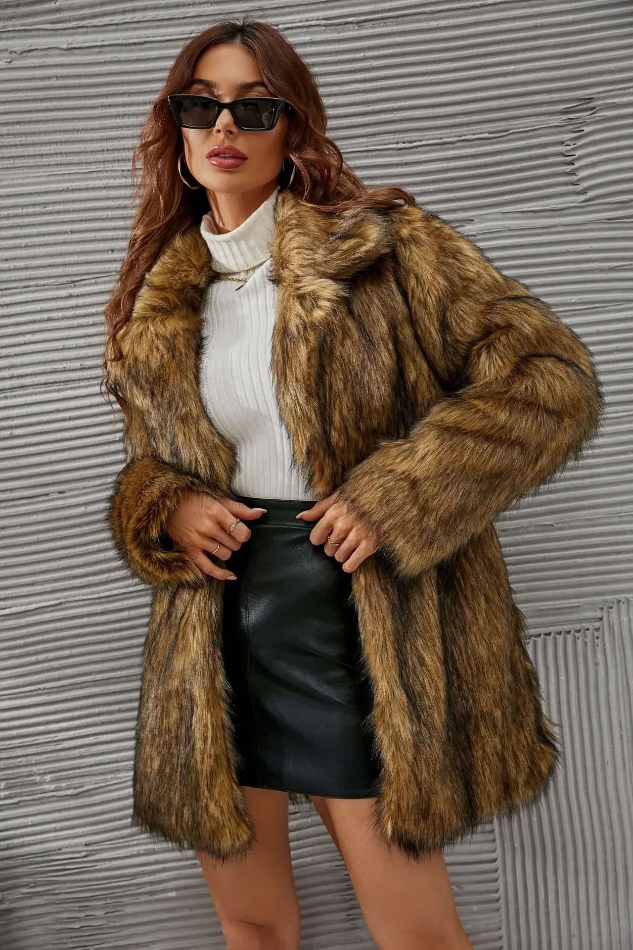 Brown Faux Fur Maxi Coat