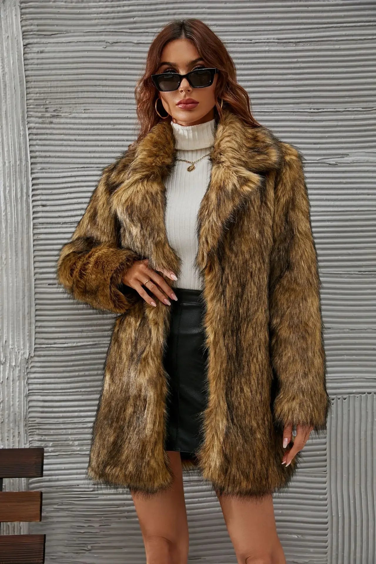 Brown Faux Fur Maxi Coat