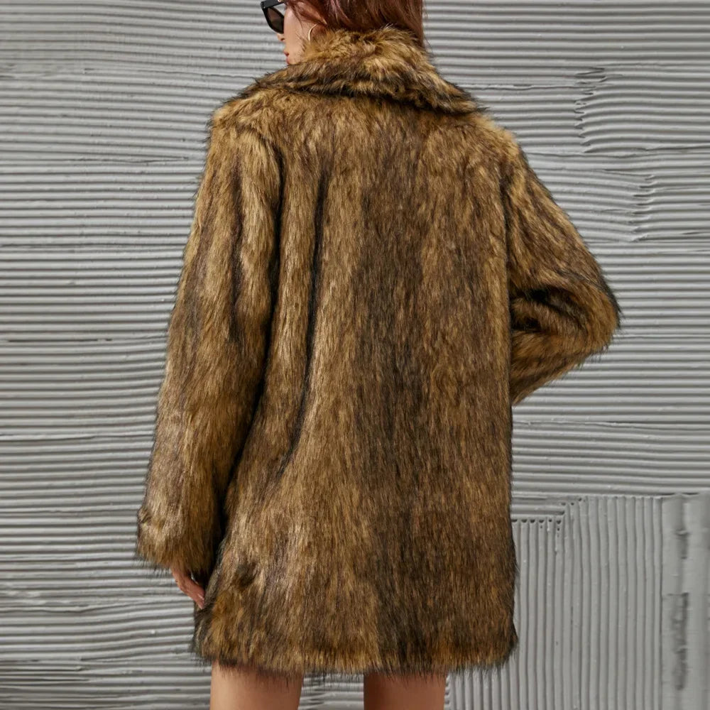 Brown Faux Fur Maxi Coat