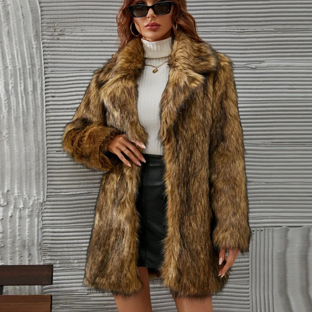 Brown Faux Fur Maxi Coat