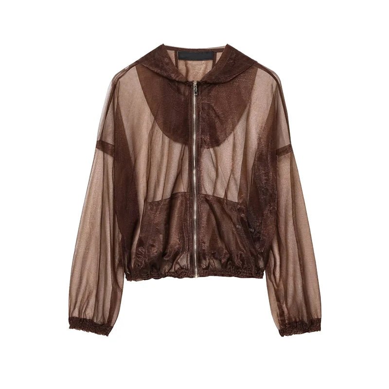Chic Sheer Zip-Up Jacket