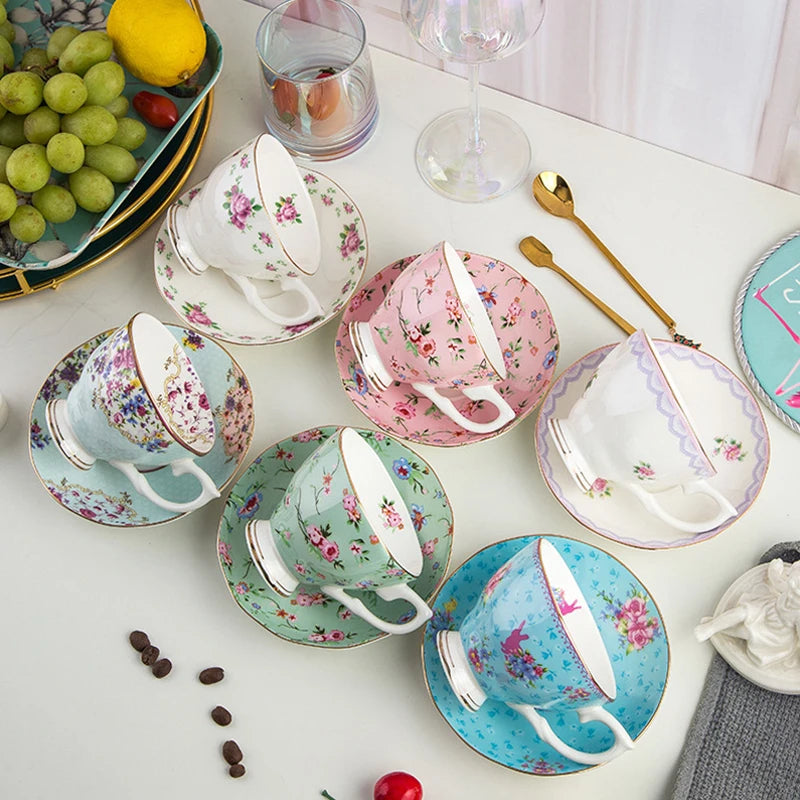 Floral Bone Tea Cup Set