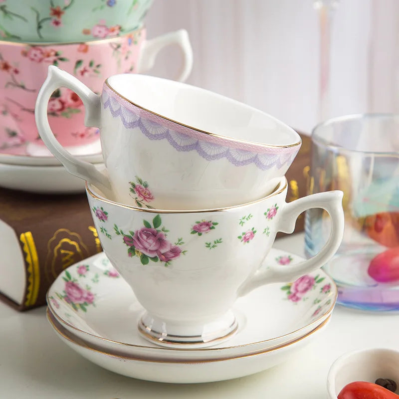 Floral Bone Tea Cup Set