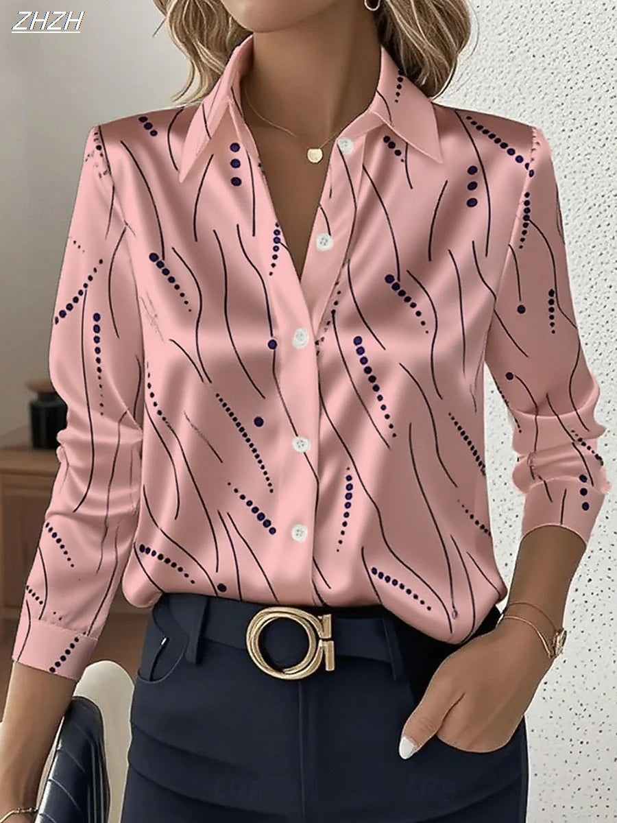 Geometric Striped Slim Blouse