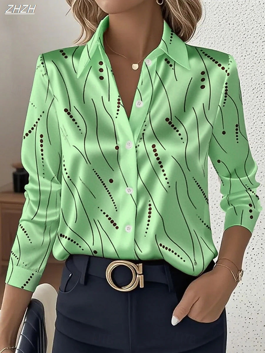 Geometric Striped Slim Blouse