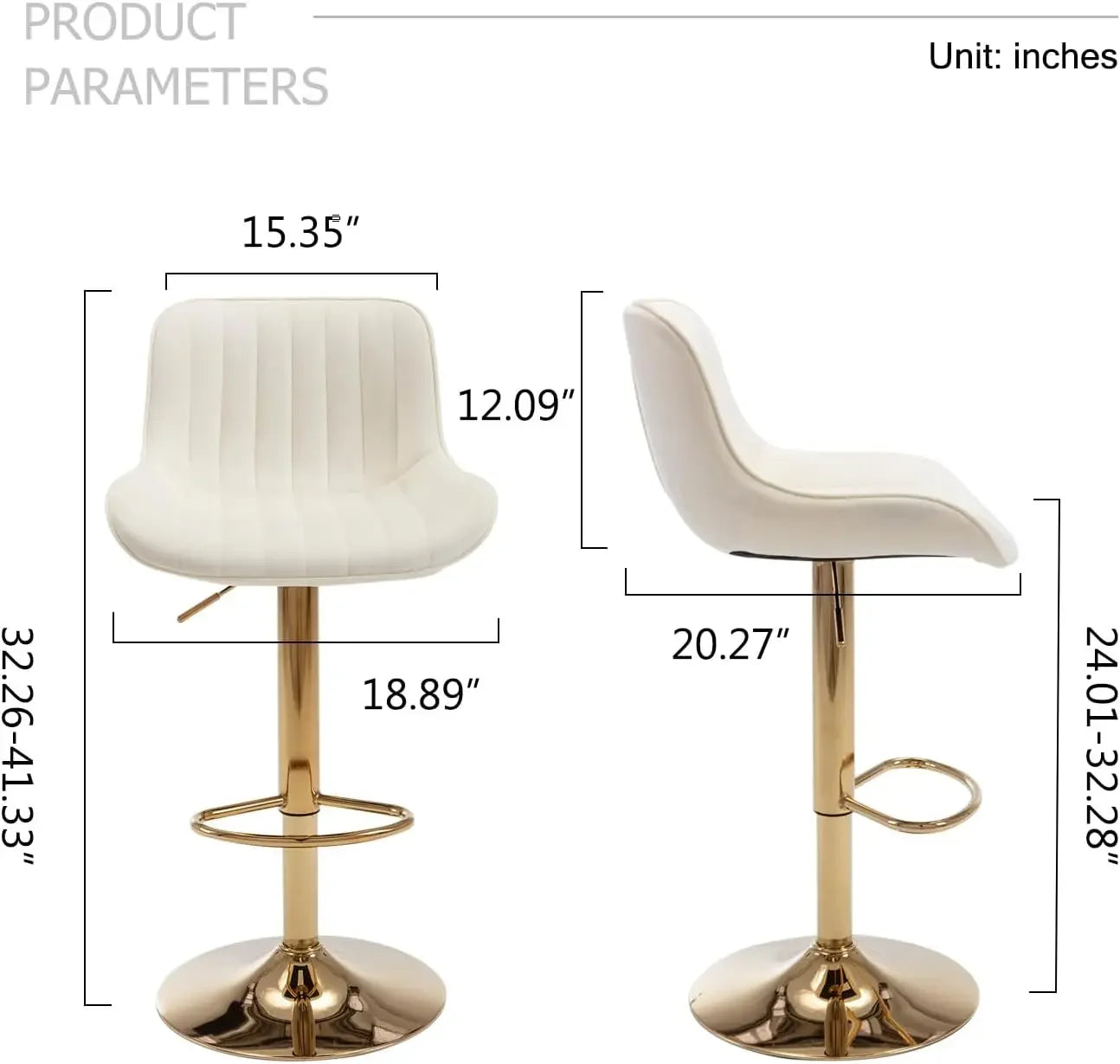 Gold Velvet Adjustable Bar Stools