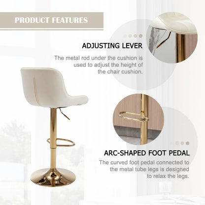 Gold Velvet Adjustable Bar Stools
