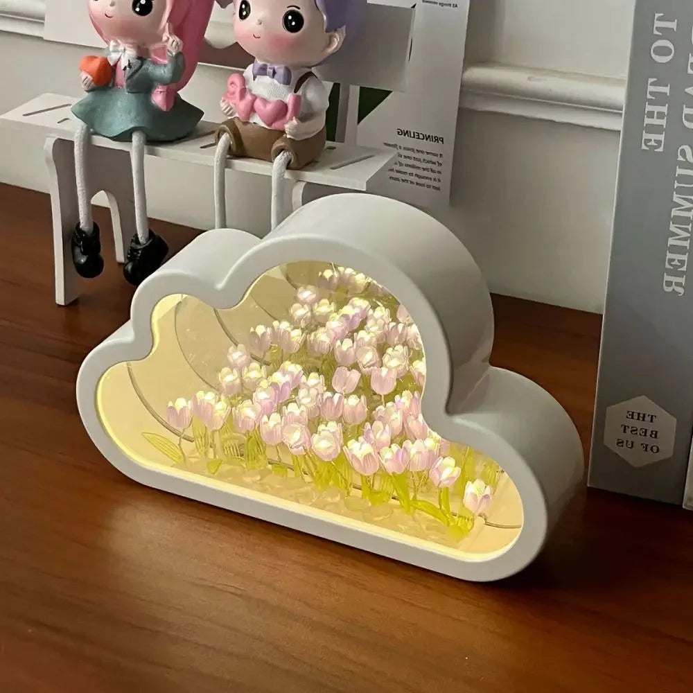 Handmade DIY Tulip Flower Sea Night Atmosphere Clouds Table Lamp