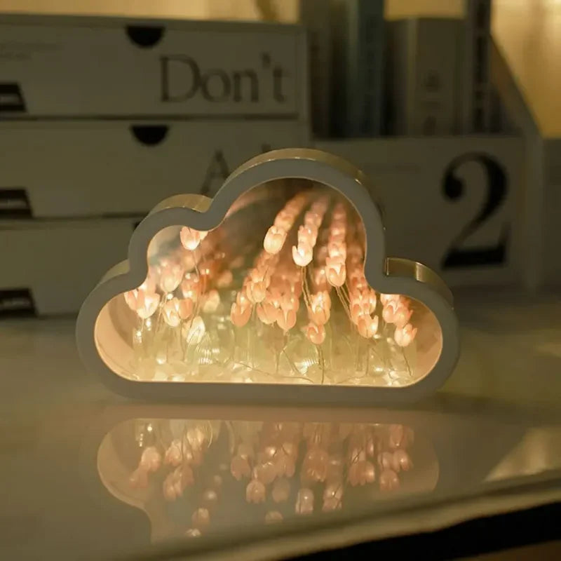 Handmade DIY Tulip Flower Sea Night Atmosphere Clouds Table Lamp