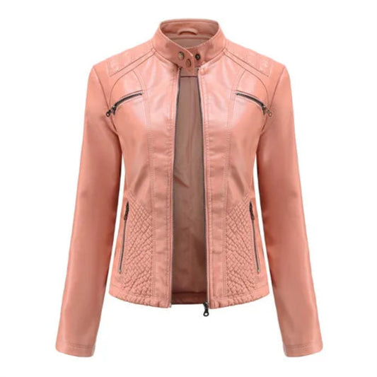 Lavender PU Moto Leather Jacket