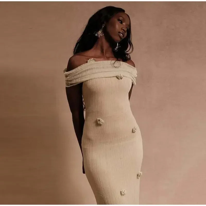 Luxury 3D Floral Maxi Dress