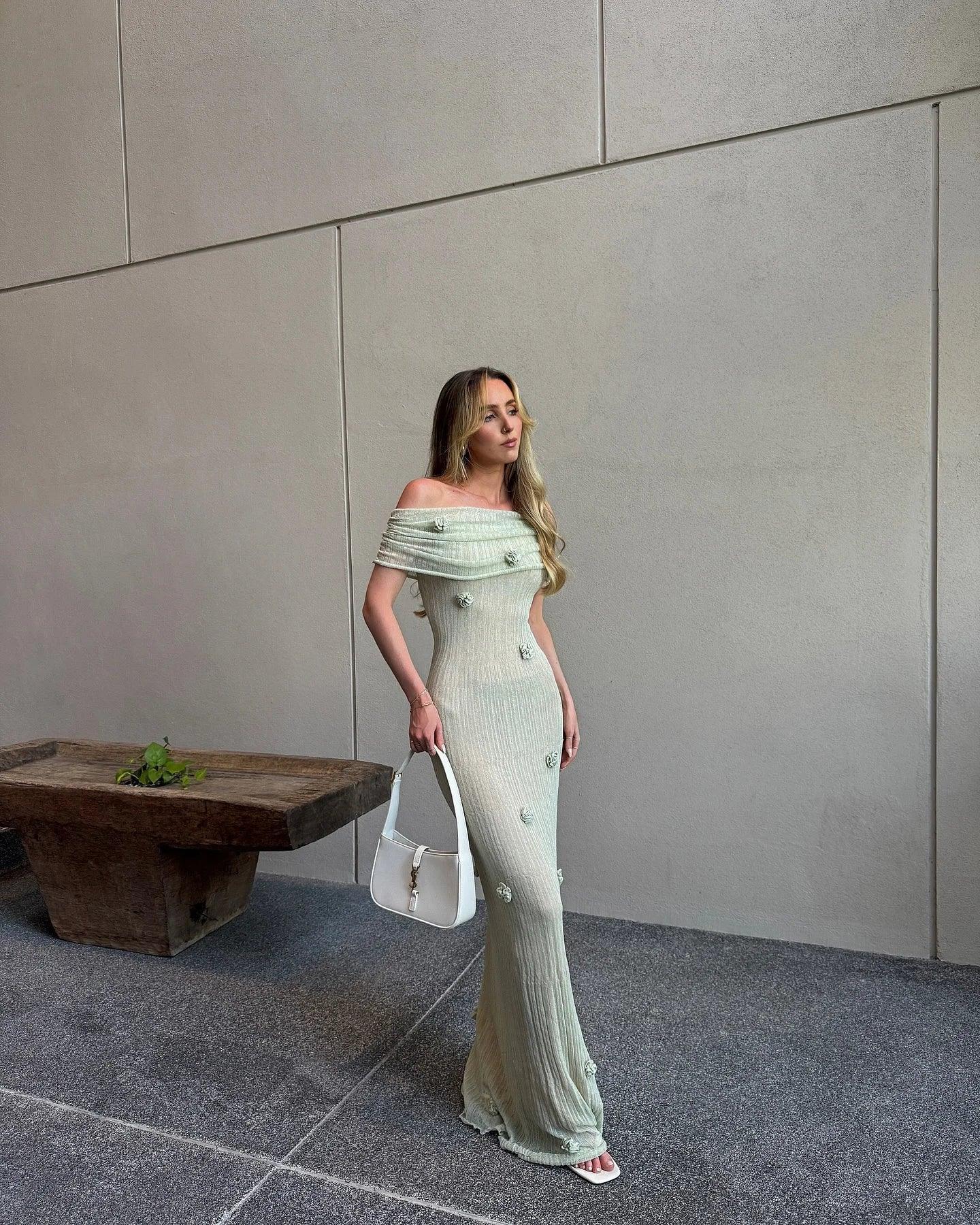 Luxury 3D Floral Maxi Dress