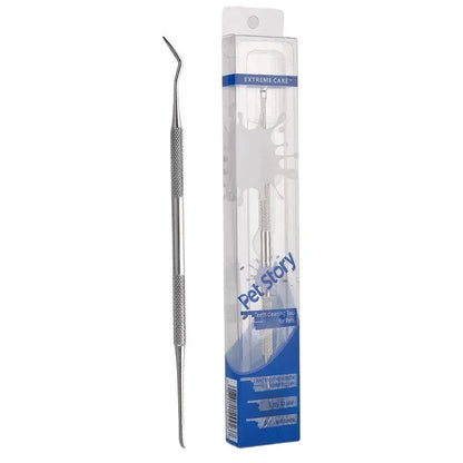 Pet Story stainless steel dental cleaning tool for pet teeth with textured grip in packaging