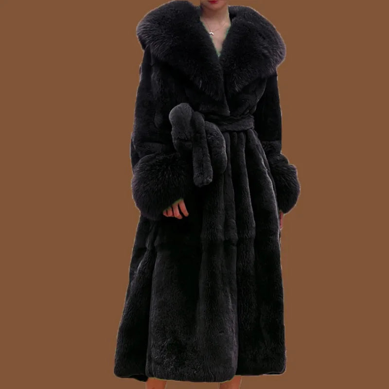 Luxury Faux Fur Trench Coat