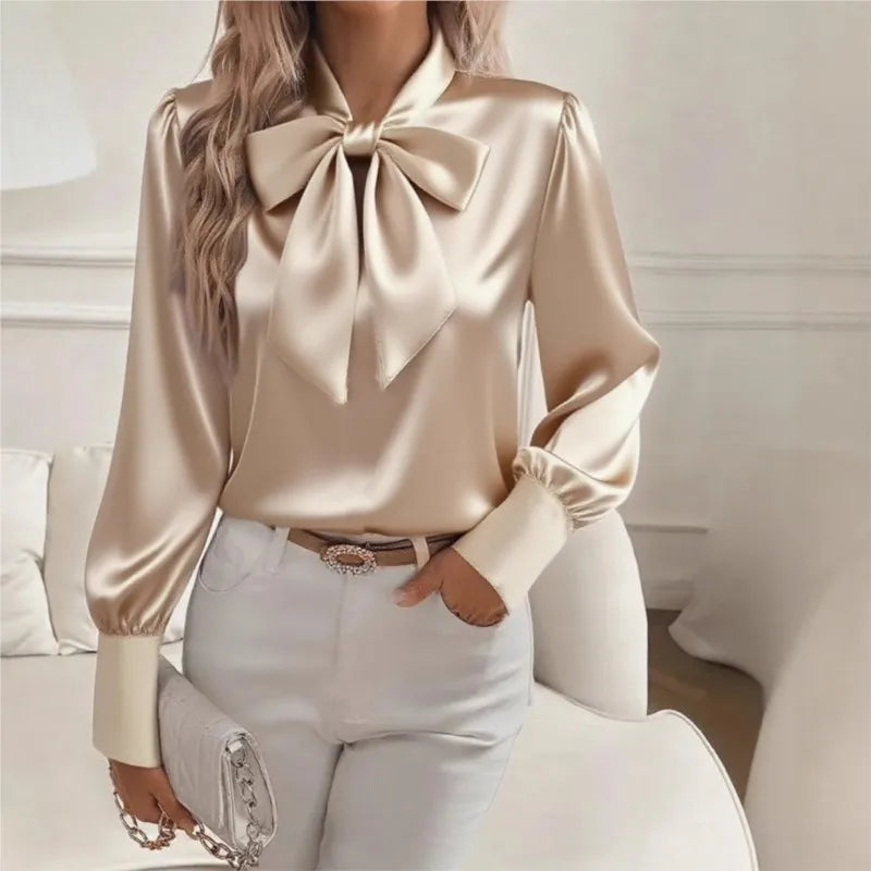 Luxury Satin Bow Blouse