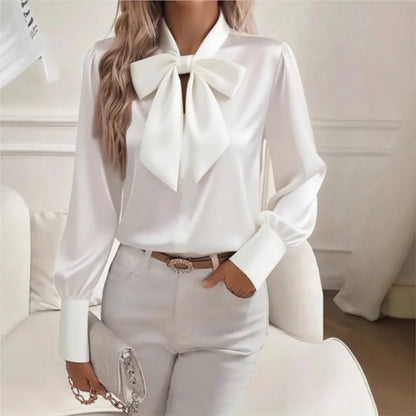 Luxury Satin Bow Blouse