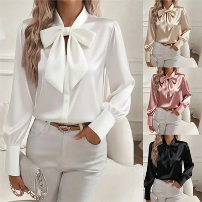Luxury Satin Bow Blouse