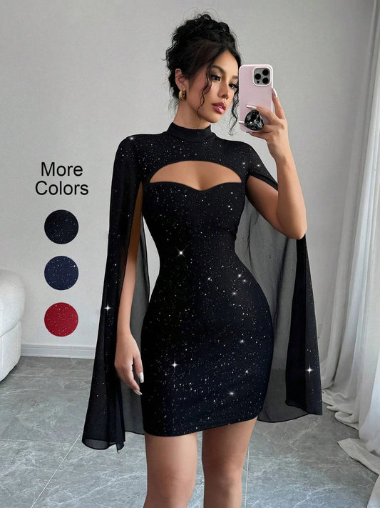 Luxury Sequin Cape Dress