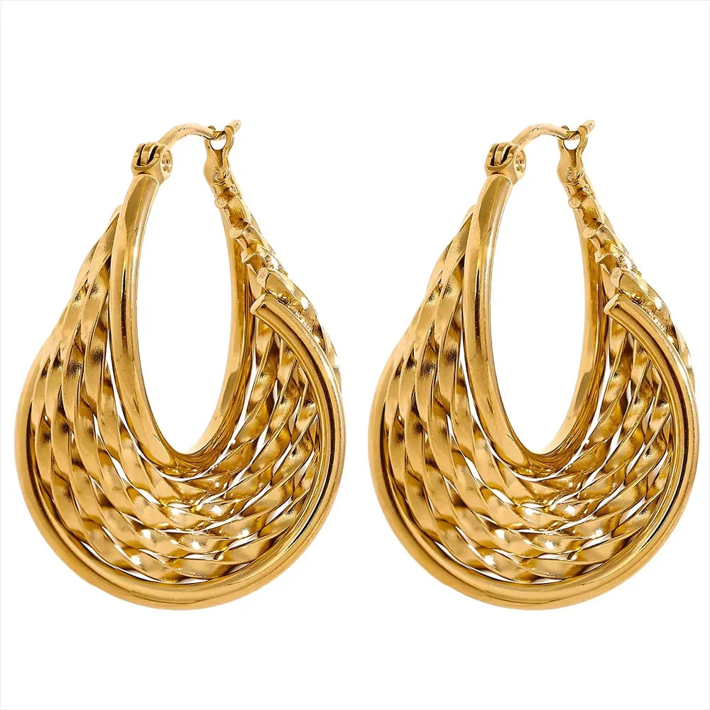 Luxury Twisted Gold Hoop Earrings