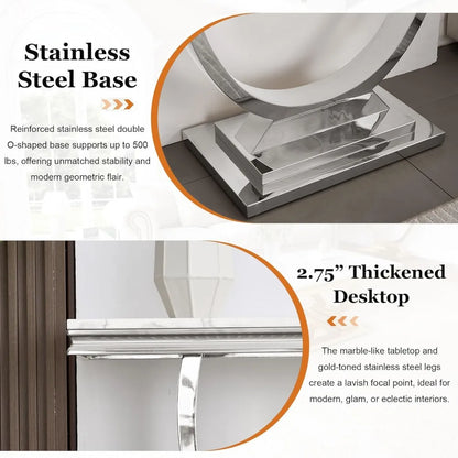 Modern Faux Marble Console Table