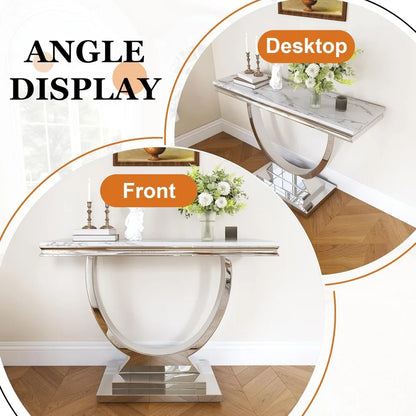Modern Faux Marble Console Table