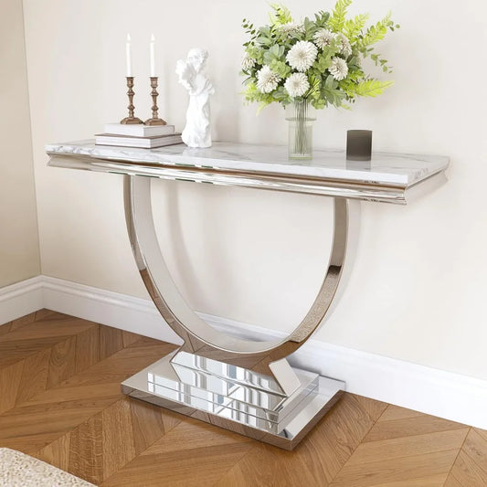 Modern Faux Marble Console Table
